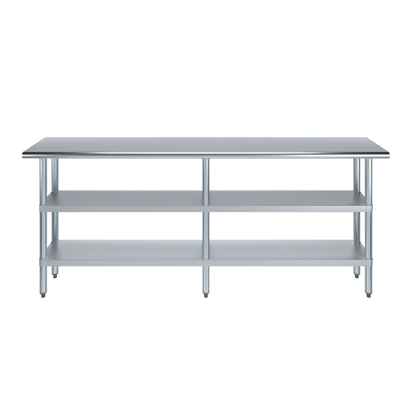 14x84 Prep Table With Stainless Steel Top And 2 Shelves